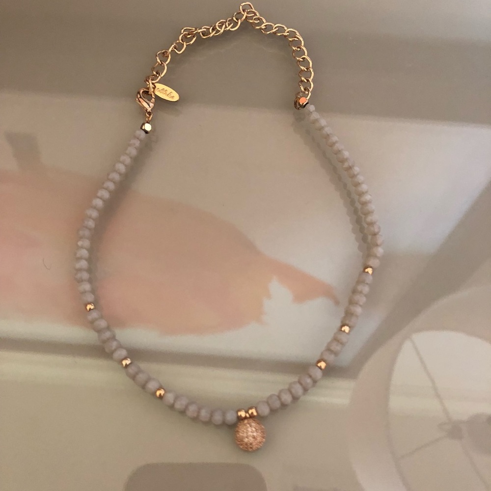 Gray and gold beaded chocker necklace